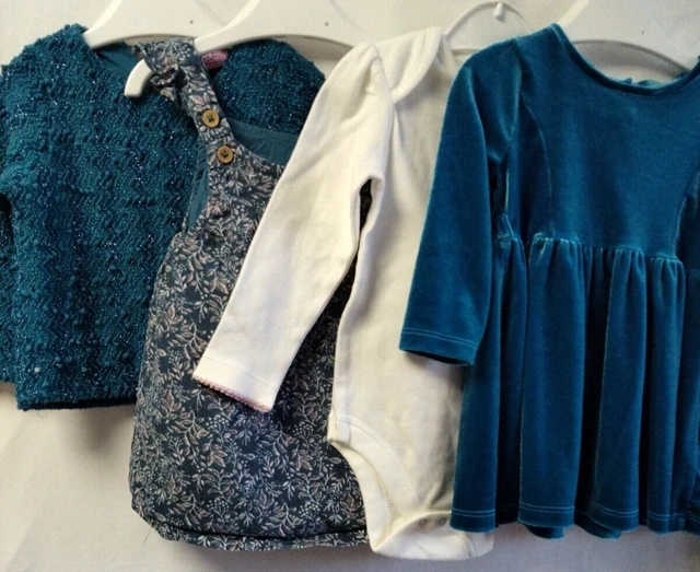 Bundle Of Baby Girls Clothes 6 to 9 months Velour Dress Occasion Top