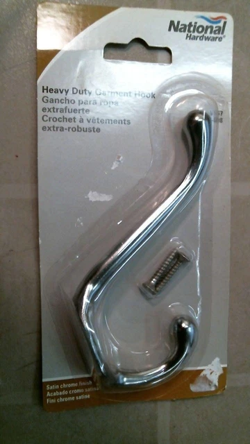 National Hardware N273-508 Heavy Duty Garmet Hook, Satin Chrome Finish, FS