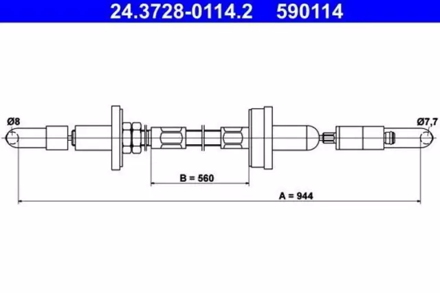 ATE Câble d'embrayage Câble d'Embrayage 24.3728-0114.2 pour VW PASSAT (32B) 944