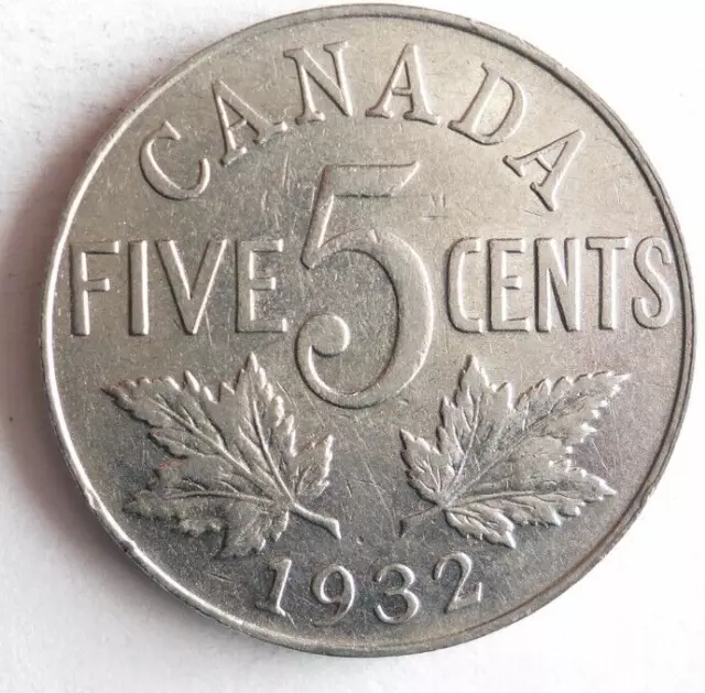 1932 CANADA 5 CENTS - Excellent Coin - FREE SHIP - Bin #338