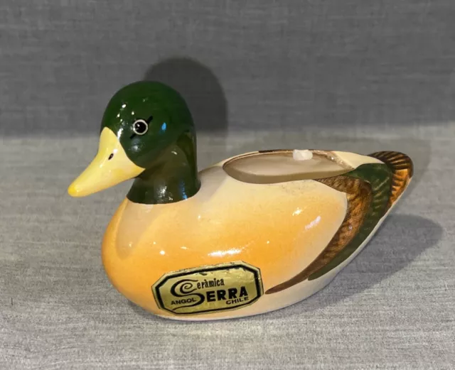 VINTAGE CERAMIC MALLARD DUCK ASHTRAY FIGURINE -Angol Serea Cerimica