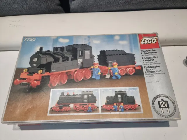 LEGO 12V 7750 locomotiva a vapore motore ROSSO IMBALLO ORIGINALE BAL - motore a vapore con scatola di istruzioni