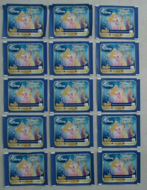 Lot 15 pochettes neuves Vignettes Carrefour Panini Disney Un Monde Magique 2011