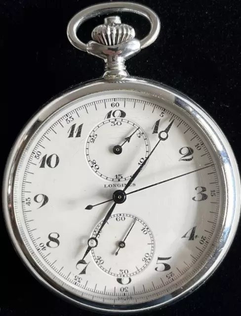 PRISTINE VINTAGE ANTIQUE Longines Chronograph Pocket Watch Swiss 1941 ...