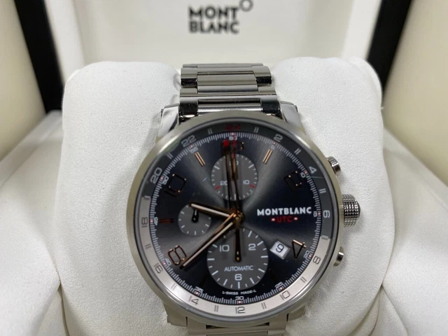 Montblanc timewalker chronovoyager utc men's stainless steel swiss automatic watch sales 107303
