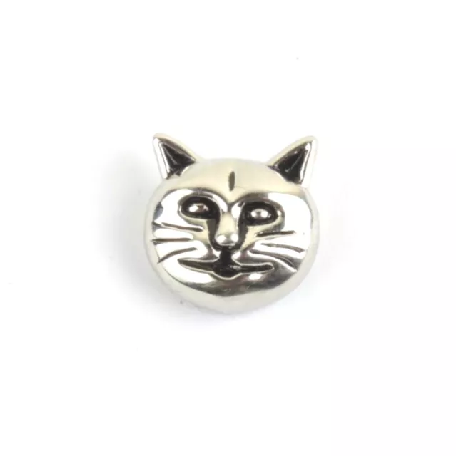 Chat Argent Visage Revers Broche Badge / 3D Chaton Mignon BNWT / Neuf Cadeau