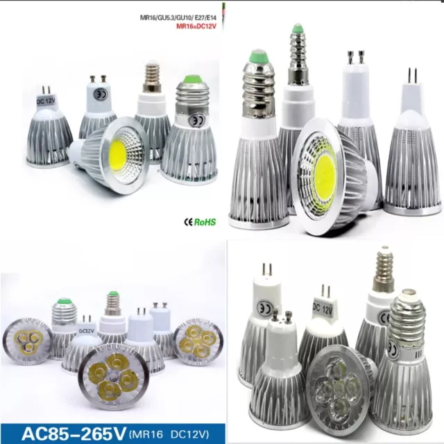 3W 6W 9W Lampada Faretto Led Attacco E27 E14 Gu10 Mr16 Dimmerabile Sia 220V 12V