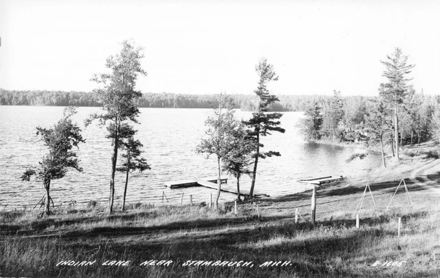 UP Crystal Falls Iron River MI RPPC VACATION DAYS INDIAN LAKE near CHICAGOAN!!!
