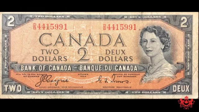 1954 Bank Of Canada $2 Devil Face Coyne/Tower Shortrun D/B4415991 - Fine -