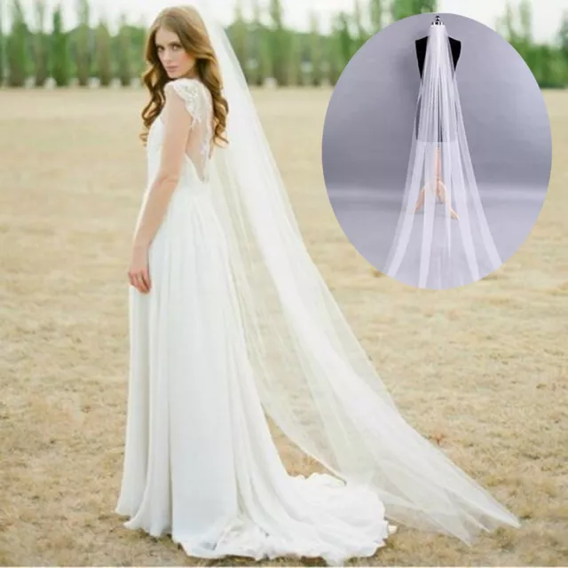 2M Elegant White Ivory Single Layer Floor Long Wedding Bridal Prom Veil W/Comb