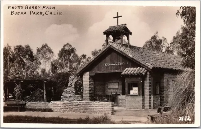 KNOTT'S BERRY PLACE Buena Park CA RPPC Photo Postcard Little Chapel by the Lake