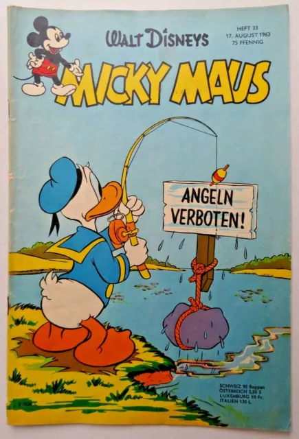 1 Micky Maus Heft Nr. 33 aus 1963, mit Schnipp, ohne Sammelbild, Zustand 2-3