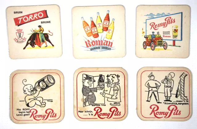 lot de 6 sous bocks anciens brasserie Roman ( bierdeckel / beermat)