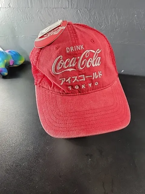 NWT Coca-Cola Mesh Back Hat Drink Coke Tokyo Japan Red Adjustable Mad Engine