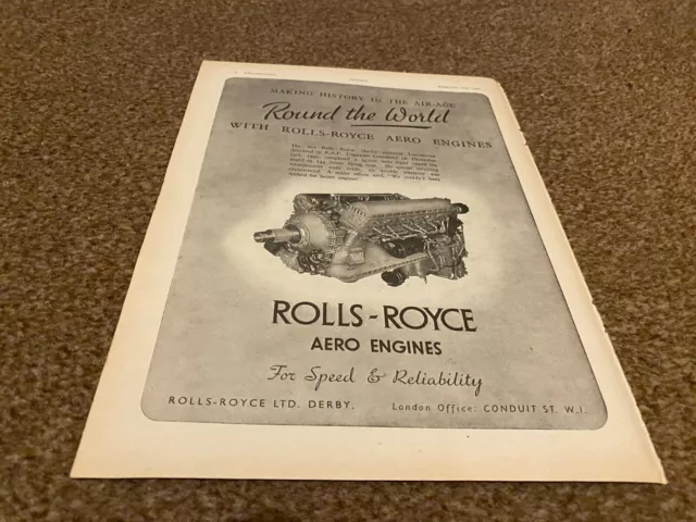 Framed Advert 11X9 Rolls-Royce Ltd Derby - London Office Conduit St W1