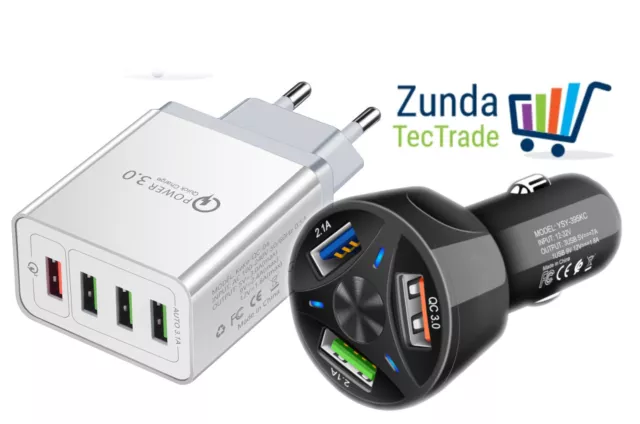 Premium USB Ladegerät Netzteil KFZ Auto Schnellladegerät Quick Charge QC 3.0