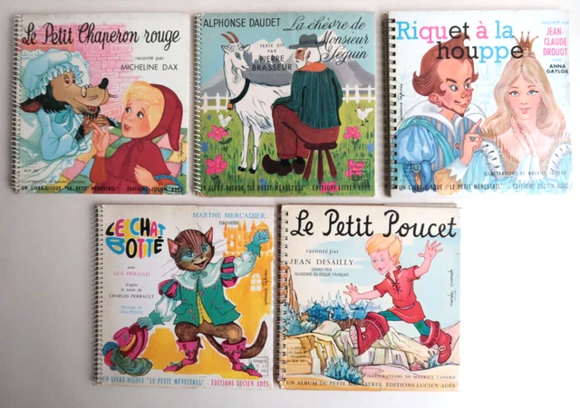 Lot de 5 Livre Disque 33t Riquet Seguin Chat Botté Petit Poucet Chaperon Rouge
