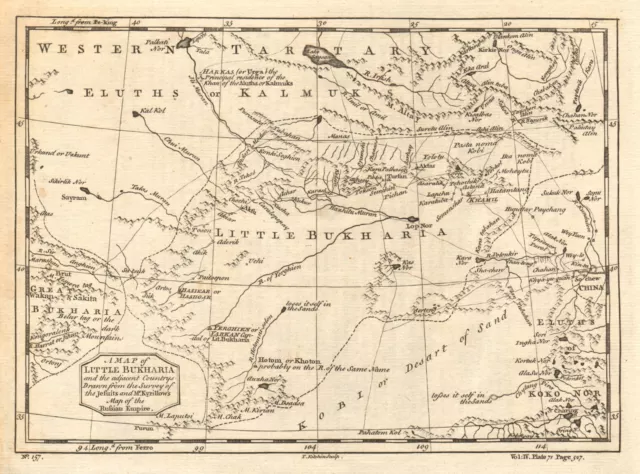 WESTERN CHINA/CENTRAL ASIA 'Little Bochara' Bukhara Gobi desert KITCHIN 1746 map