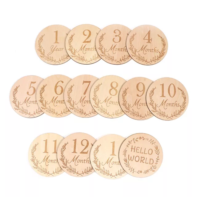 Wooden Baby Milestone Cards Newborn Birth Monthly Growth Recording Card A ZP