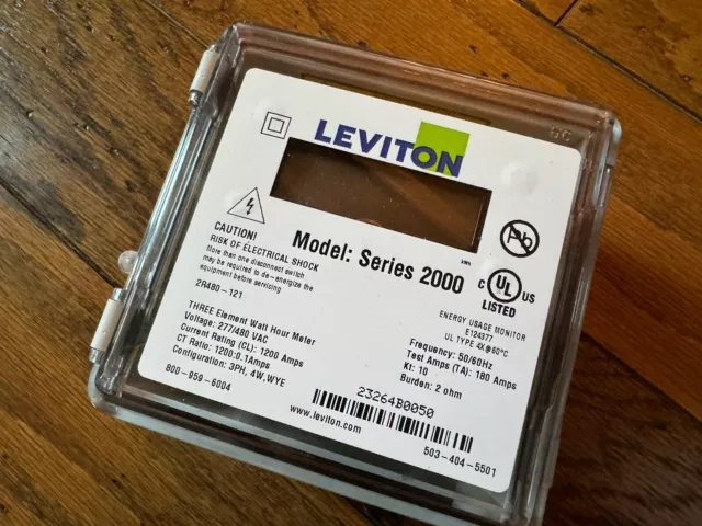 Leviton 2000 Outdoor Electrical Sub-Meter 277/480V 3-Phase 4 Wire Wye 1200 Amps