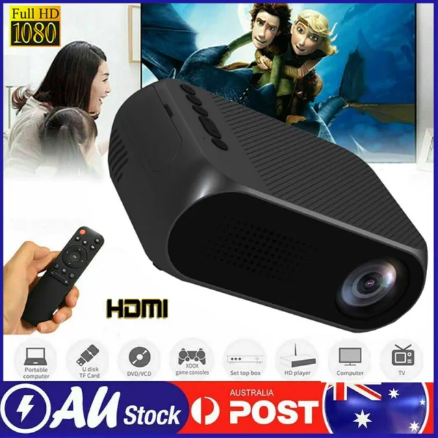 1080P Home Cinema USB HDMI AV SD Mini Portable HD LED Projector Theater AU