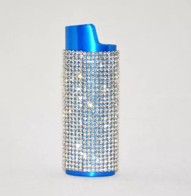 Handmade Blue Lighter Cover Sleeve with Crystal Rhinestones LSBC-1