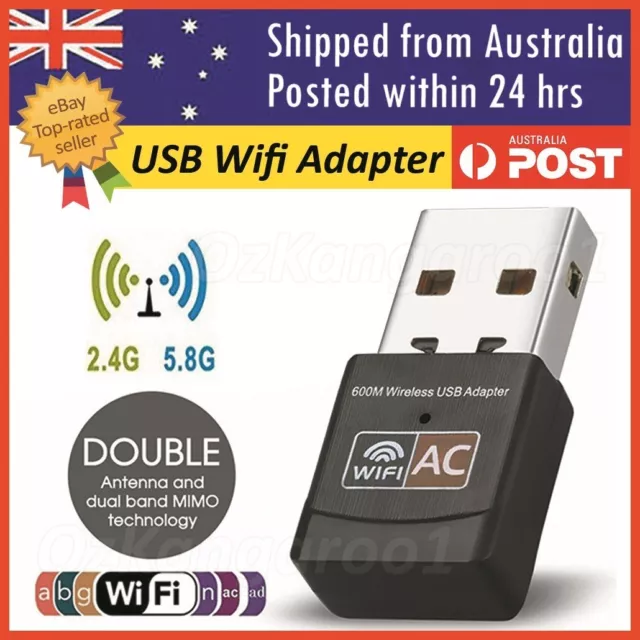 Dual Band 600Mbps USB WiFi Wireless Dongle AC600 Lan Network Adapter 2.4GHz 5GHz