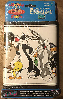 Nuevo en paquete Looney Tunes Autoadhesivo Papel pintado Border Bugs Bunny TweetyBird Roadrunner