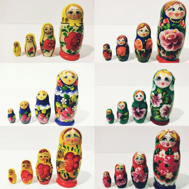Russische Matroschka Babuschka 10 cm, 4 teilig Matrjoschka Holz Puppe, Spielzeug