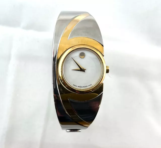 Ladies 2Tone MOVADO LEGATO White Museum Dial Stainless Steel Swiss Quartz Watch