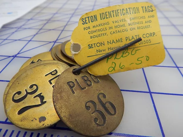 Vintage Seton Brass Numbered  Safty Tags