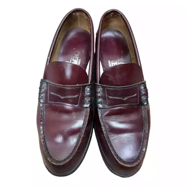 SEBAGO VINTAGE BURGUNDY Leather Flats Penny Loafers Mens 10.5 $65.00 ...