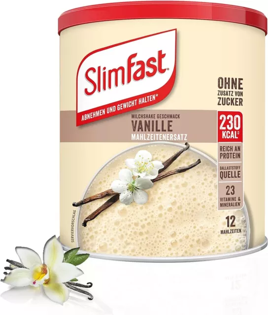 SlimFast Milchshake Pulver Vanille I Kalorienreduzierter Diät-Shake mit hohem