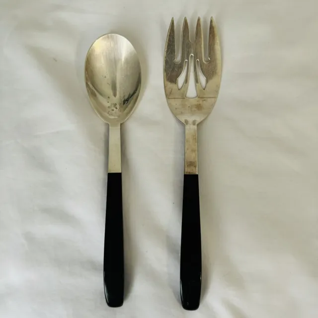 2 Vintage 1956 Lunt Sterling Contrast Spoons Designed By Nord Bowlen 9in & 9 1/2