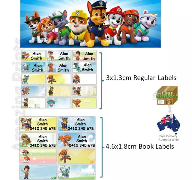 Paw Patrol Vinyl Personalised Name Label Sticker school book boy girl tag custom