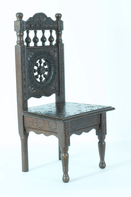 Breton / Brittany Wooden Miniature Doll chair furniture Hand carved folk Art
