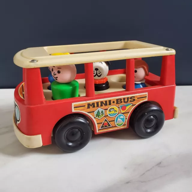 Jouet Ancien Mini Bus Fisher Price Toys 1969 Collection Vintage