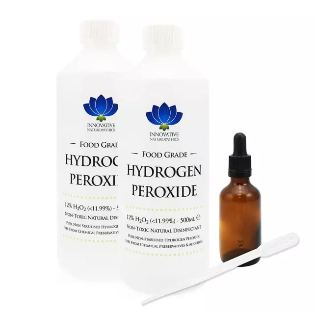 Hydrogen Peroxide Food Grade 11.99% Solution + FREE Glass Dropper Bottle