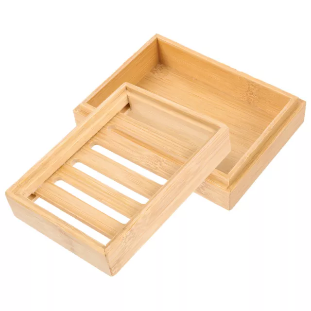 Bamboo Soap Dish with Lid - Natural Wooden Holder for Bathroom and Shower-FI