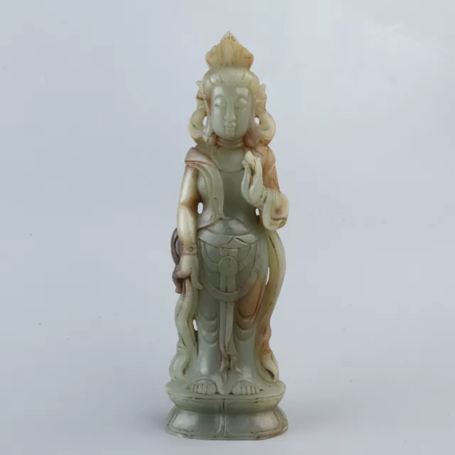 Chinese Exquisite Hand-carved Guanyin Carving Hetian jade statue