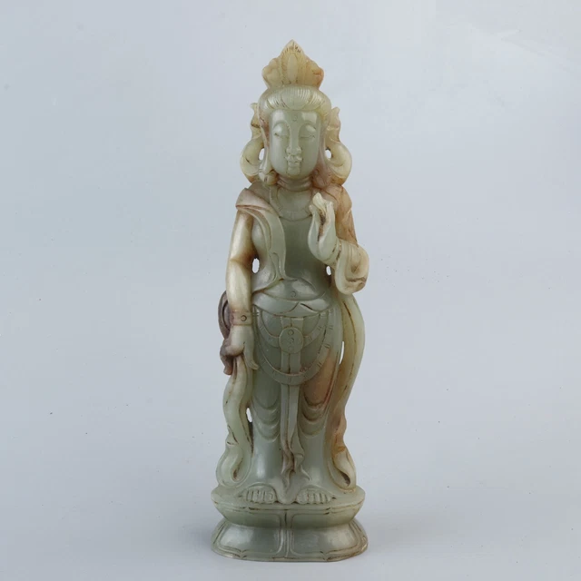 Chinese Exquisite Hand-carved Guanyin Carving Hetian jade statue