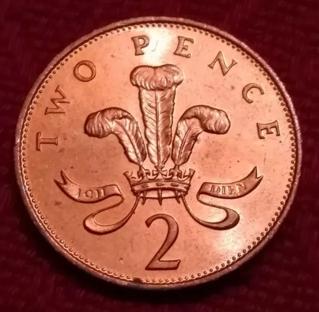 1988 2p coin two pence piece - PRINCE OF WALES FEATHERS
