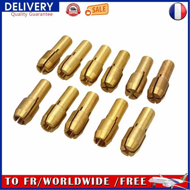 11pcs Mini Drill Brass Collet Chuck 0.5-3.2mm Brass Chuck Metal for Rotary Tools