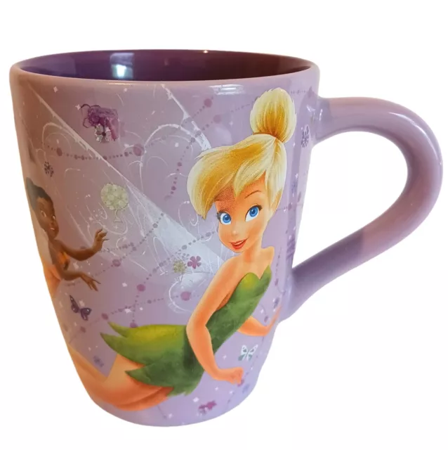 Disney Store Tinkerbell Mug Cup Pixie Fairy Friends Purple 4.5" Large 14oz