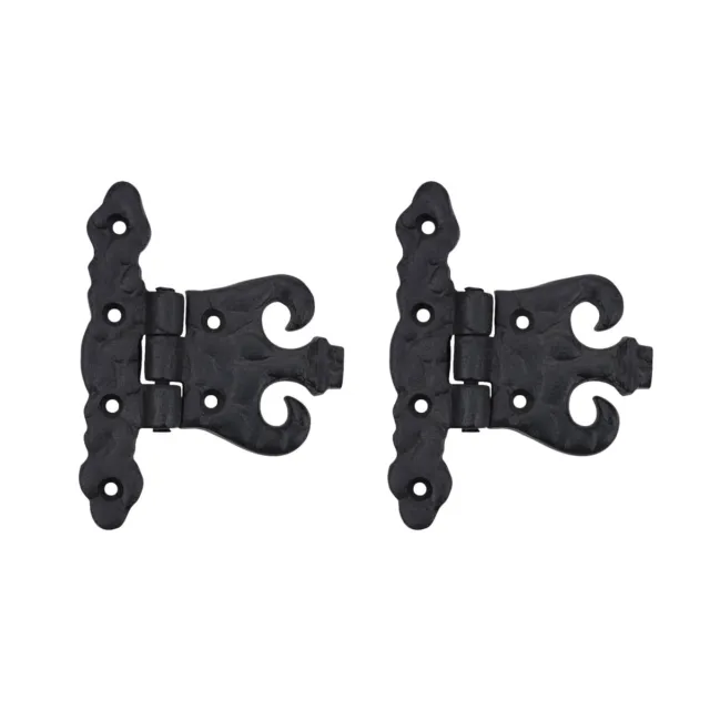 Black T Strap Door Hinge 4.5" L Wrought Iron Flush Mount with Screws Pack of 2