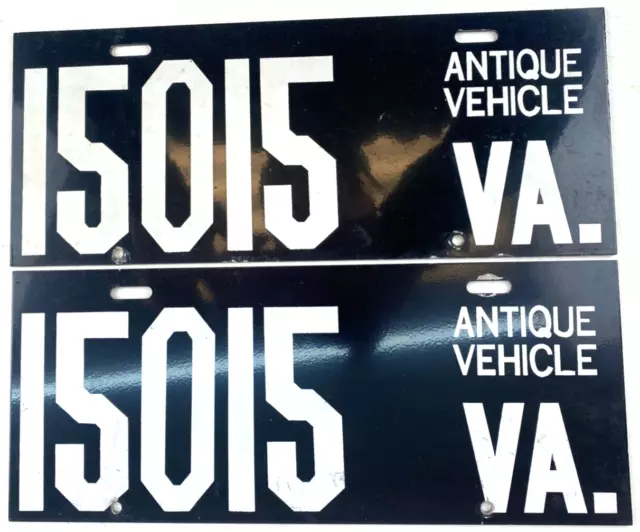 Vintage Virginia 1950s Antique Vehicle License Plate Set Collector Wall Decor