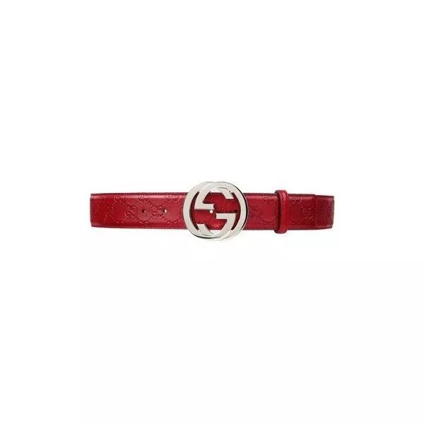 New Gucci Red Leather GG Guccissima Interlocking G Logo Belt 100cm/40in $595.00