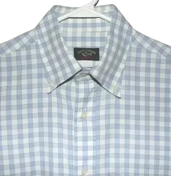 Paul & Shark Yachting Men's Medium LS/BD Blue Check Casual Dress Shirt