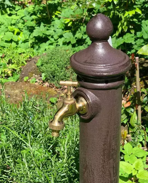 Wasserzapfsäule Wasserzapfstelle für Garten Standbrunnen Antik-Stil Braun 80cm