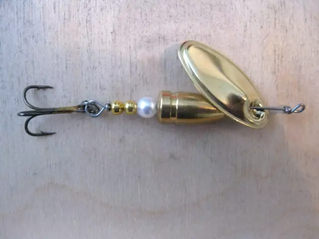 1 custom made In Line Spinning Lures * Brass & White